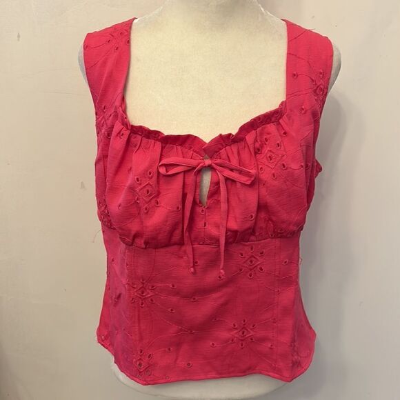 COPY - The General Good hot pink eyelet sleeveless blouse Size XL NWOT - Picture 2 of 10